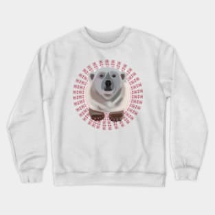 Polar Bear on circular pinky red bear pattern Crewneck Sweatshirt